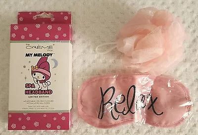 My Melody Spa Headband Pink The Creme Shop; Mini Bath Sponge & Sleep MaskPink • $8.99