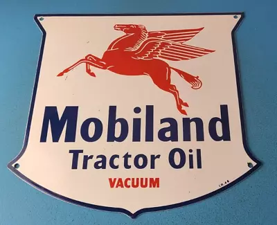 Vintage Mobil Sign - Porcelain Mobiland Oil Gasoline Pegasus Gas Pump Sign • $148.47