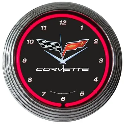 Corvette Neon Clock Sign C6 Chevy 2012 Racing Flags Garage Wall Lamp Light Art • $63.99