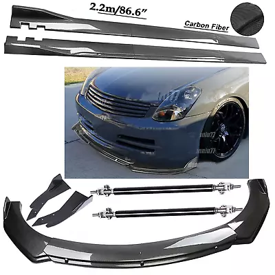 Carbon Fiber Front Bumper Spoiler 86.6  Side Skirt For Infiniti G35 G37 F+ • $149.99