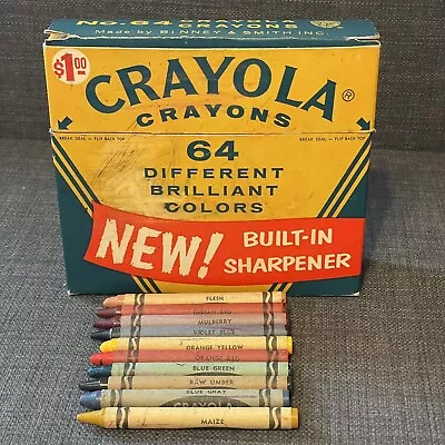 Vtg Crayola Crayons Smith & Binney Sharpener Box With Discontinued Colors • $40