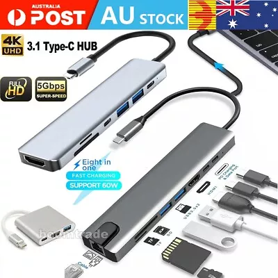 Multiport USB-C Hub Type C To USB 3.0 HDMI 4K Adapter For MacBook Pro/Air IPad - • $10.99