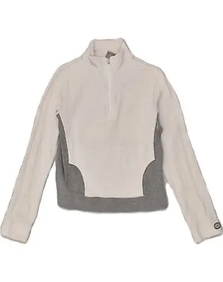 NIKE Womens Zip Neck Sweatshirt Jumper UK 8 Small White Colourblock Cotton XO08 • £17.23