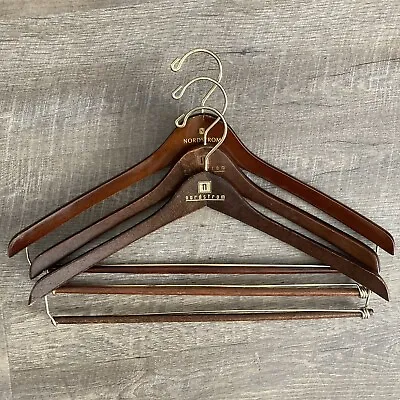 3 Vintage Nordstrom Wood Suit Pants Hangers Lot Cherry Finish Gold Hardware • $22.95