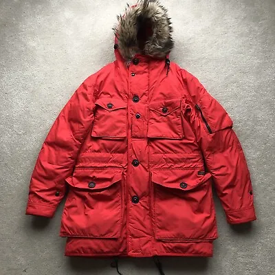 Ralph Lauren Vintage Men’s Arctic Parka Duck Down Coat Jacket Red Size S / M • $315.81