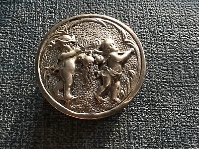 Solid .800 Silver Pillbox With Bacchanal Cherubs • $41.51