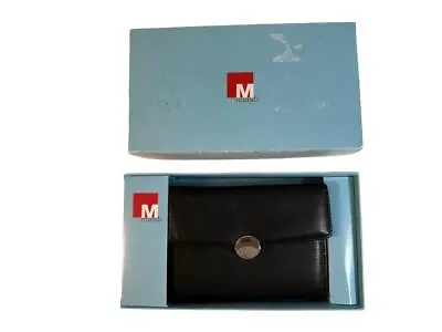 Mundi Black Leather French Purse Wallet • $12