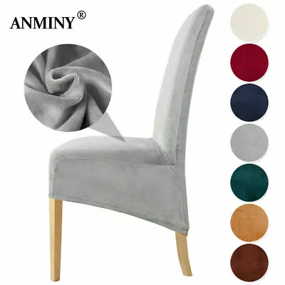 £4.99 • Buy Velvet Dining Chair Seats Covers Large Size Stretch Plush Slipcovers Protectors 