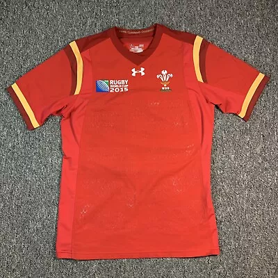 Under Armour Wales Rugby World Cup 2015 Home Shirt  Men Size Large VGC Welsh Top • £24.95
