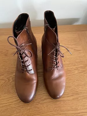 Gabor Brown Heeled Boots UK 6.5 Zip And Lace Up Fastening Nearly New • £15