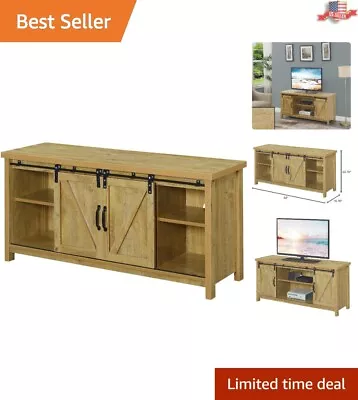 TV Stand With Sliding Cabinets - Barn Door Design - English Oak - 60 Inch TVs • $248.97