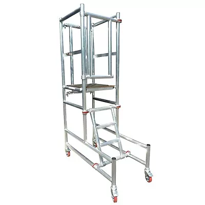 Industrial Podium Steps - Safety Gate Aluminium Platform Wheels Ladder Step • £395.99