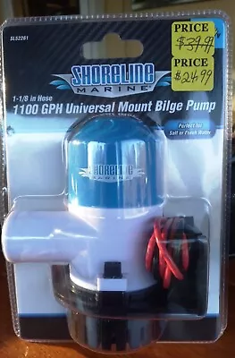 Shoreline Marine! 3/4  Hose Outlet Bilge Pump SL52261 1100 GPH (4163 LPH) 13.6V • $26.99