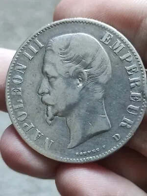 France Napoleon III 5 Francs 1856 LYON DVF Silver Bare Head Bouvet TTB • £45