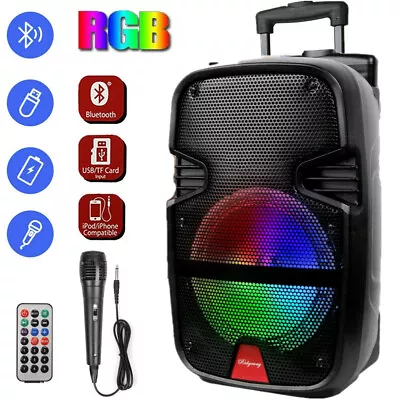 Wireless Portable Bluetooth Speaker 8  Subwoofer Heavy Bass FM AUX W/ Mic Remote • $42.99