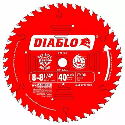 Freud D0840X Diablo 8-1/4-Inch 40 Tooth ATB Finishing Saw Blade • $34.97