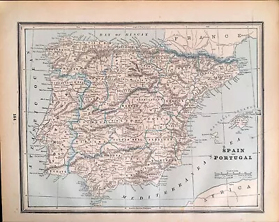 Atlas Map Spain Portugal 1893 Vintage Original Antique • $13.49