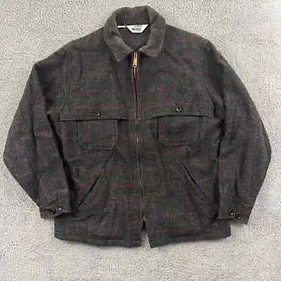 Vintage Woolrich Jacket Mens L Gray Malone Double Mackinaw Cruiser Wool 60s Zip • $124.95