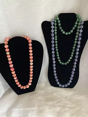 Vintage Estate High End Porcelain Japanese Czech Glass Bead Jewelry Necklace Lot • $22