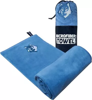 Microfiber Stay On The Bench Hood Design Gym Towel (17 X 38 Inch) BLUE • $6.99