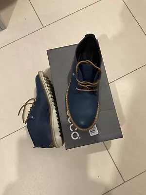 Blue Leather Ecco Lace Up Size 4 BNIB • £35