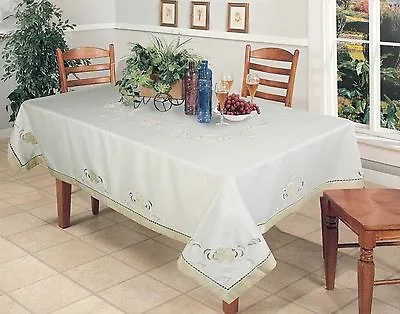 $89.99 • Buy Embroidered Floral Cutwork Applique Tablecloth Ivory Holiday Table Linen 5357