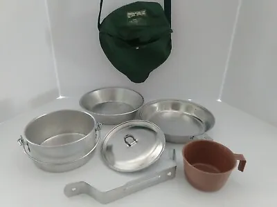 $19.99 • Buy Vintage Mirro 7 Piece Individual Aluminum Mess Kit Camping Cook Set Cookware