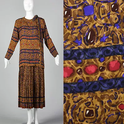 Small Yves Saint Laurent Rive Gauche 1980s Silk 2 Piece Dress 80s Silk Separates • $540