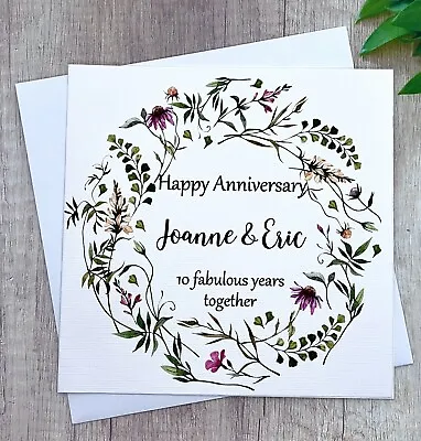 £3.49 • Buy Personalised Anniversary Card, 1st 10th, 25th 50th Wedding, Engagement, Elegant