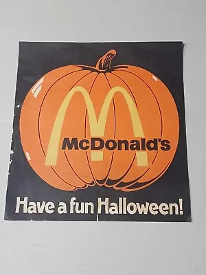 Vintage 1988 McDonald's Have A Safe Halloween Door Sign Advertising 11 X 12” • $19.99