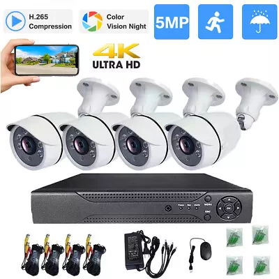 4K Home Security Camera System Wireless Audio Wifi CCTV 5MP 4CH DVR Kit Outdoor • $110.99