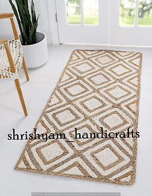 Natural Rug Braided Jute Runner Modern Living Area Bohemian Indoor Carpet Rugs • $287.09