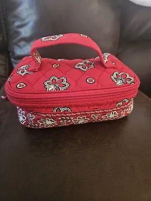VERA BRADLEY Jewelry Case Small Travel Bag Zip Around In Red Bandana EUC • $13.99