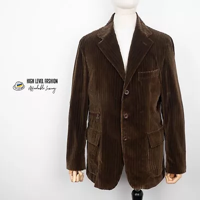 ACQUAVIVA YORK1 Men's Velvet Zip Pocket Sport Coat Brown Corduroy Blazer 52 42 R • $89.50