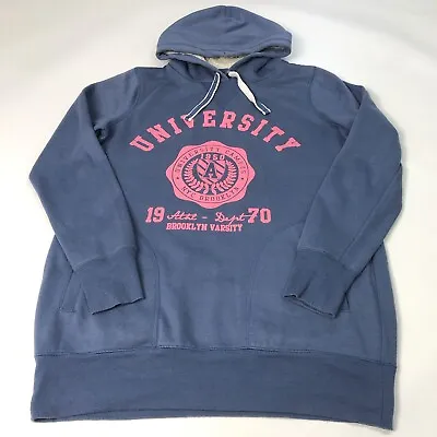 Vintage Edition Women's Navy NYC Brooklyn University Hoodie UK 14 EUR 42 Retro • £8.95