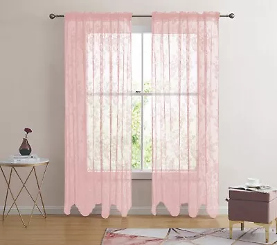 $19.99 • Buy 2pc Alison Sheer Floral Lace Rod Pocket Curtain Panel Window Treatment Set