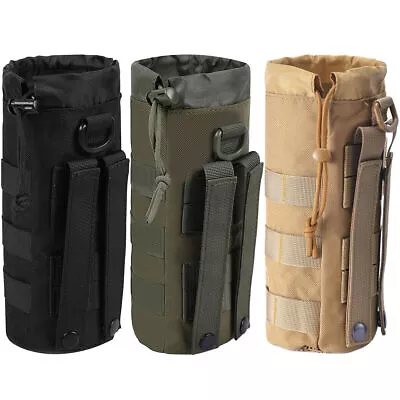 Molle Water Bottle Carrier Pouch Outdoor 1.5L Drawstring Water Bottle Bag Holder • $8.99