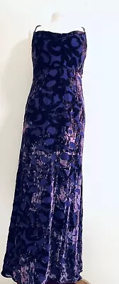 J.TAYLOR Vintage Purple Luxury Silk Velvet Evening Dress Size 12 Uk Prom Dress • £45