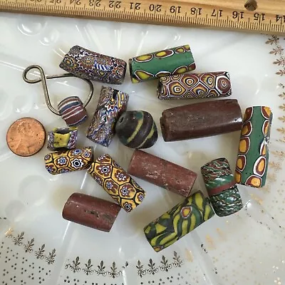 Antique Venetian Italian Millefiori Murrine Cane Glass Beads African Trade Lot 5 • $1.25