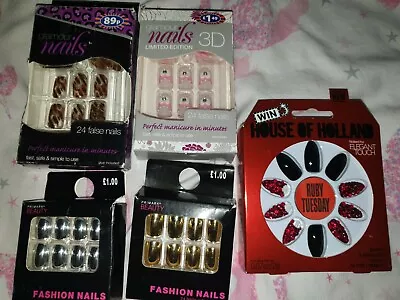 £8.50 • Buy House Of Holland Nails Diamante Gems 3d Glue On 5 Pks Nails Metallic Bows Xmas