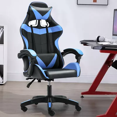 Office Racing Sports Computer Desk Gaming Swivel Chair PU Leather Mesh Executive • £58.99