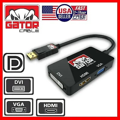 DisplayPort Male To HDMI DVI VGA Female Adapter Converter Cable 4K 1080P 4-in-1 • $9.99