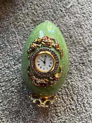 Vivian Alexander Goose Egg Faberge Clock Artist Signed Rare Green • $175