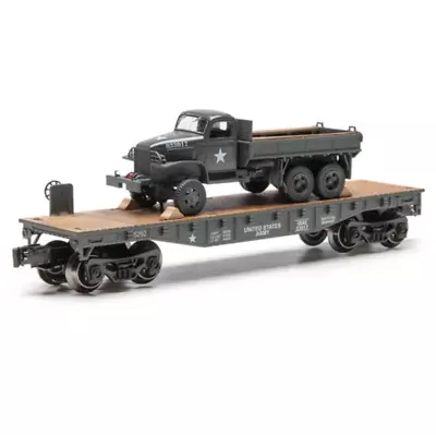 O Gauge US Military WWII Era Army Truck Train Cars Camo Long Army Flatcar • $59.97