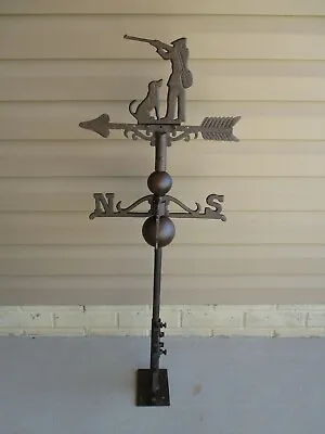 Cast Iron Hunter And Dog Weathervane Weather Vane Fence Mount Garden Farm Barn • $64.99