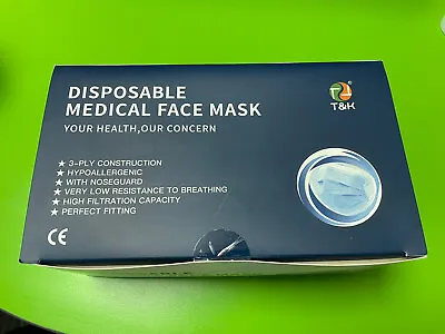 3-Ply Disposable Surgical Face Masks - Pack Of 50 • £1.49