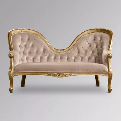 Chaise Longue  - Gold Frame With Gold Velvet Upholstery • £595