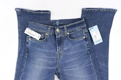 7 For All Mankind JEANS The Straight Mid Blue Size 25 UK 6-8 New With Tags • £25