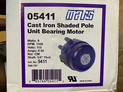 Mars Shaded Pole Unit Bearing Motor Cast Iron 05411 • $47.85