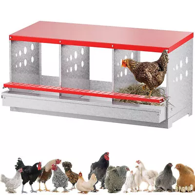 Chicken Nesting Box Hen Laying Nest Boxes 3 Hole Rollout Egg Collection Metal • $96.07